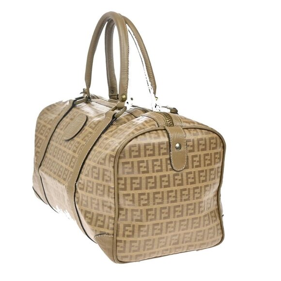 FENDI Logo Zucchino Travel Hand Bag Coating Canvas Leather Brown GHW 68KB162 - Picture 2 of 15